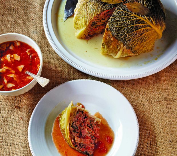 Julia Child’s Cabbage Stuffed with left-over Turkey and Sausage